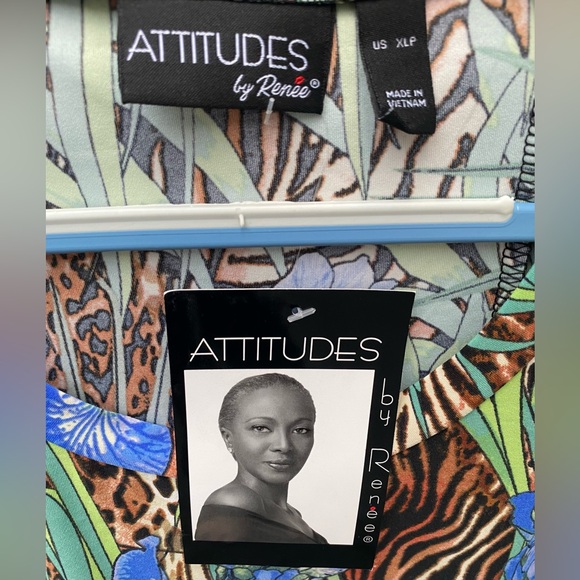 Attitudes by Renee Animal Iris Print Liquid Knit Tunic Blouse - Picture 2 of 5